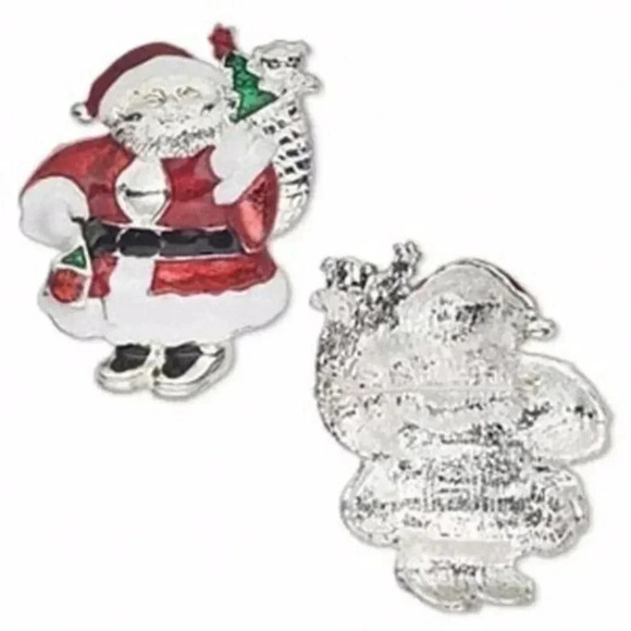 Santa Claus Christmas Enamel Brooch Sweater Pin - Picture 1 of 1